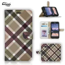 Wallet PU Leather Flip Case for Samsung Galaxy S6 Active 5 1 Classical Tartan Pattern Print