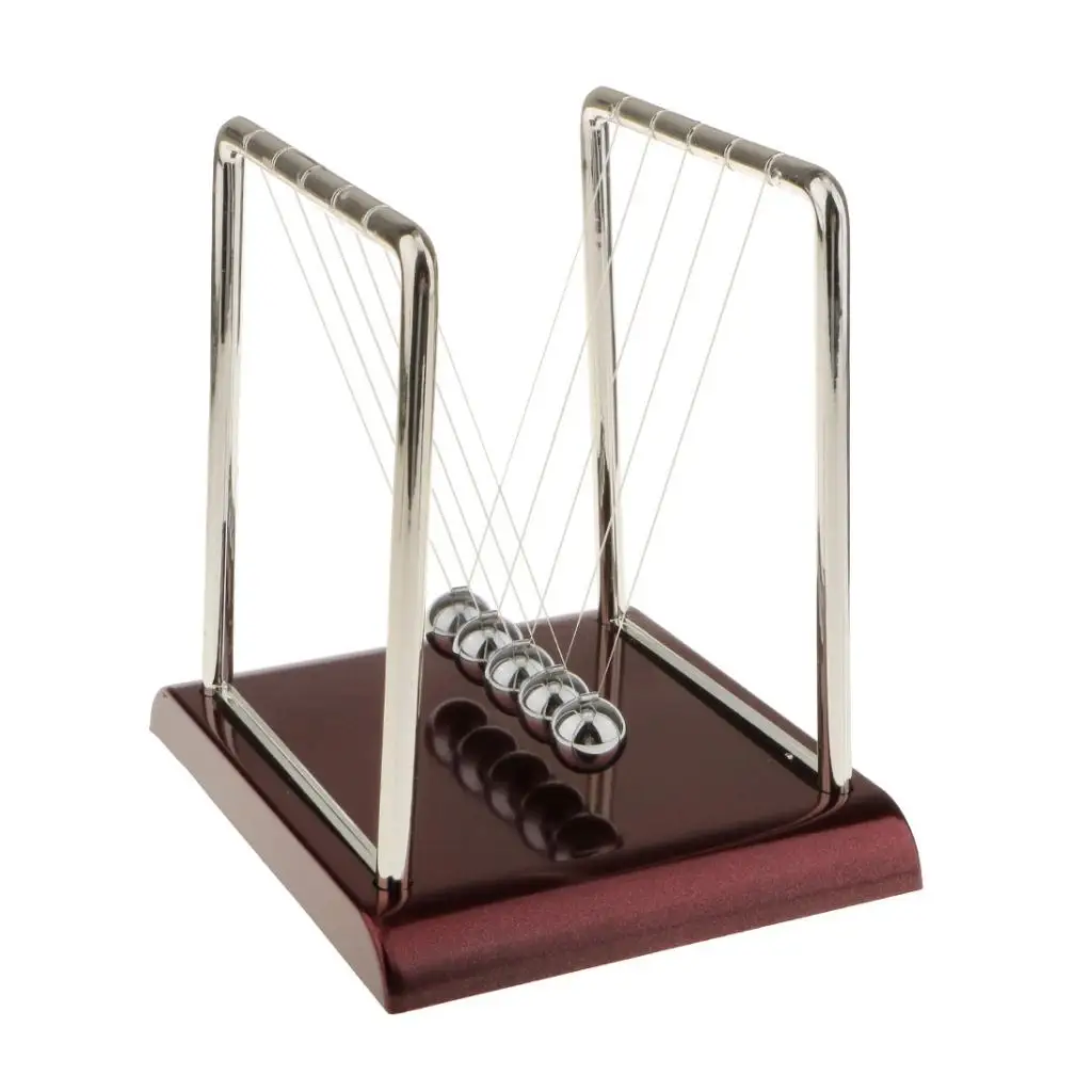 Plastic base and steel balls Newton Cradle Balance Ball Physics Science Pendulum Educational Toy Square for your kids-S