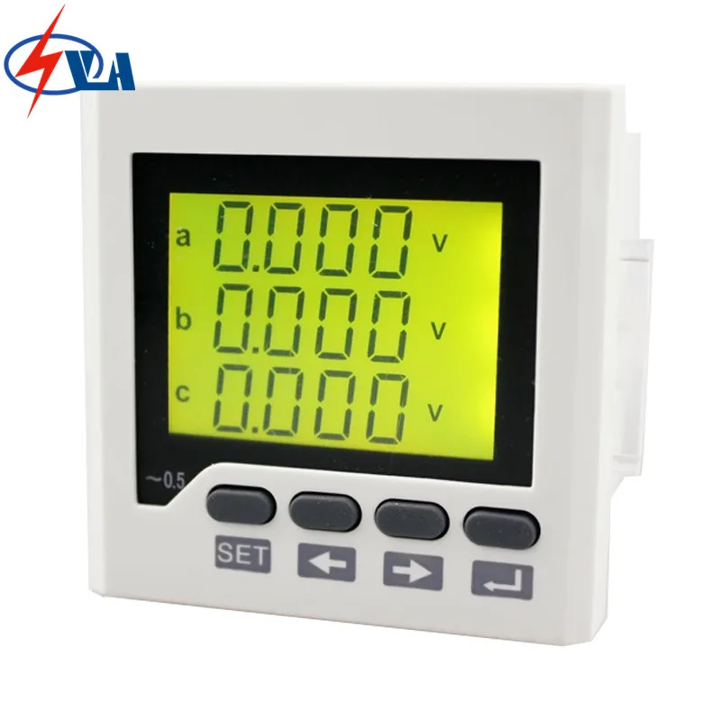 

3UIF6Y panel size 72*72 ac lcd digital 3 phase voltmeter and ammeter combined meter, with frequency measure AC220V