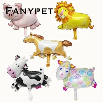 

Lucky 50pcs/lot 40*30cm Mini Animal Balloons Lion & Cow & Pig & Horse &sheep Foil Air Balloons Party Decoration Globos