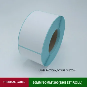 

Thermal barcode labels 50*90mm*300 sheets per roll product labels adhesive paper for message display, package mark etc