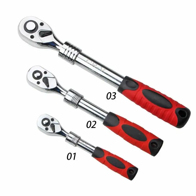 

1PC 72 Teeth Ratchet Spanner Wrench Telescopic Socket Driver Allen Key Wrench 1/4 3/8 1/2 Socket Driver Flexible Ratchet Wrench