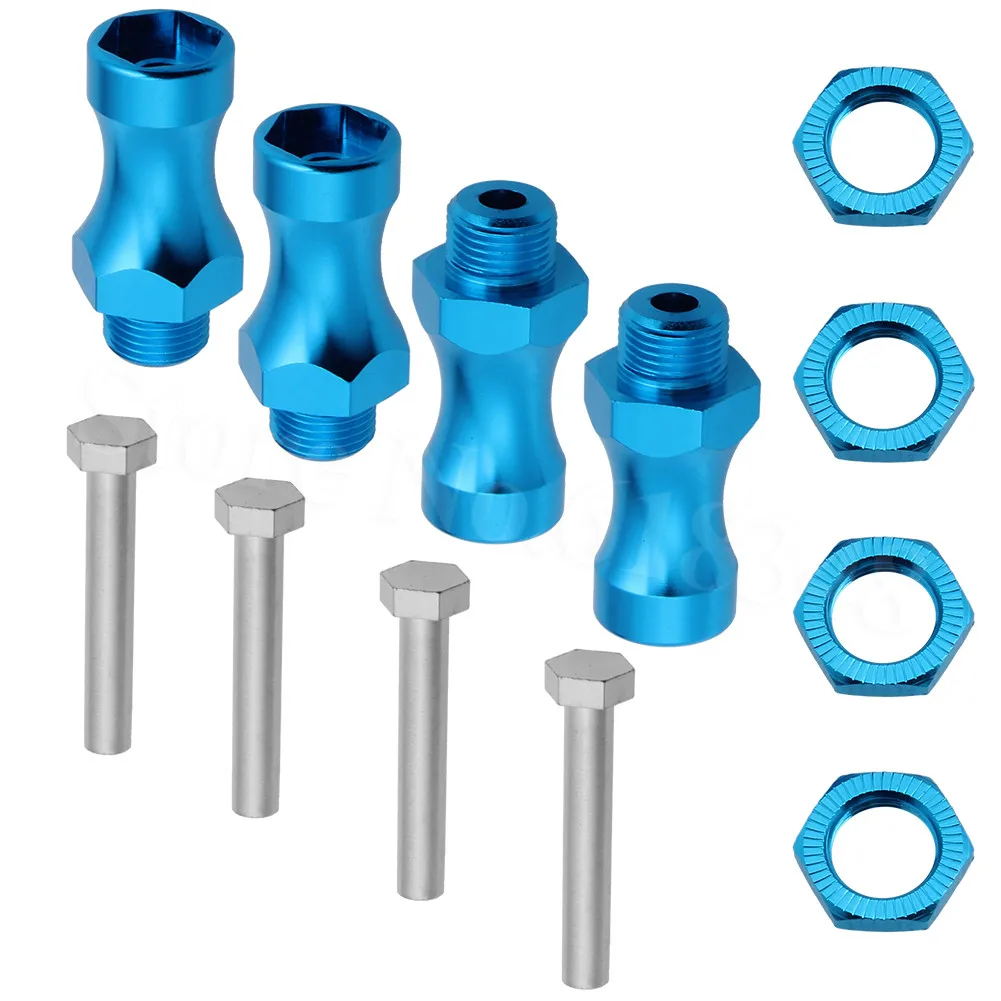 4 Pack Aluminum 12mm To 17mm Wheel Extension Hex Drive Hub Adapter Widener For 1/10 RC Model Car