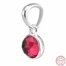 Купол с Syntheti Рубин июля капли Подвеска для цепочки с бусинами для самостоятельного изготовления ювелирных изделий Fit Подвески Пандора Серебро 925 первоначально FL506-7