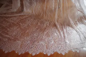 

1 yard Chantilly lace fabric, bridal chantilly lace, retro wedding lace fabric with double scalloped edges