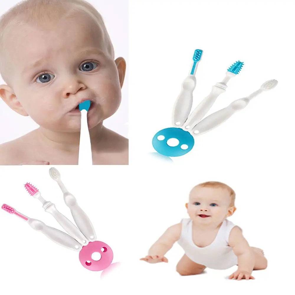 3 Pcs/Set Healthy Cute Silicone Baby Training Toothbrush Soft bristled