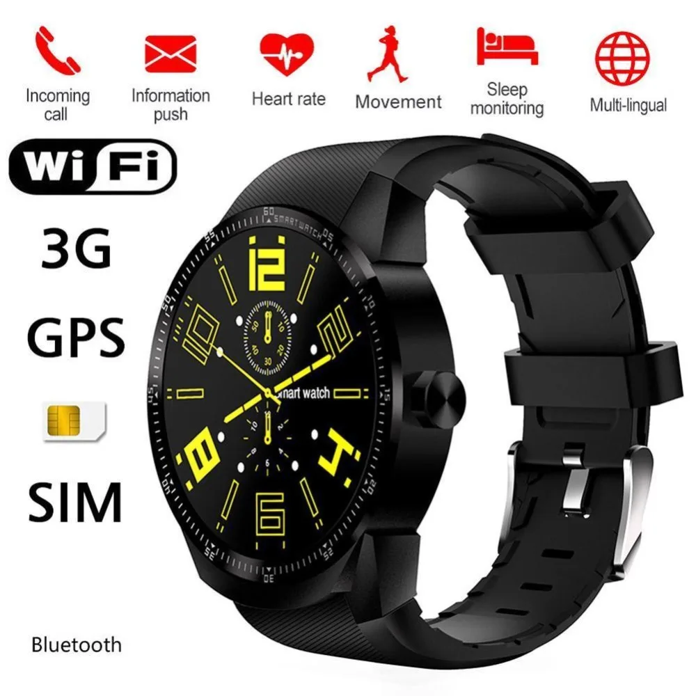 

Timethinker 3G Smart Watch Men WiFi GPS Smartwatch Android Bluetooth Reloj SIM Card Call Wrist Heart Rate Monitor Pedometer K98h