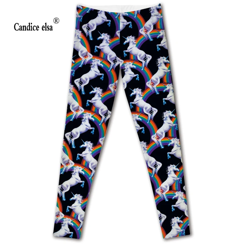 CANDICE ELSA sexy women leggings fashion rainbow unicorn