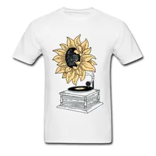 Camiseta de diseñador de arte para hombre de Van Gogh, Camiseta con estampado de girasoles y música de vinilo, ropa de calle de algodón para artistas Vintage