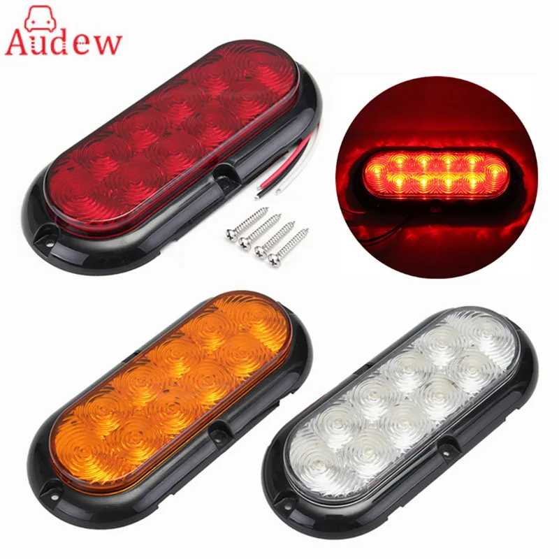 

1Pcs Car LED Stop Turn Brake Tail Light 12V 10LED 6" Oval LED Truck Trailer Warmming Light