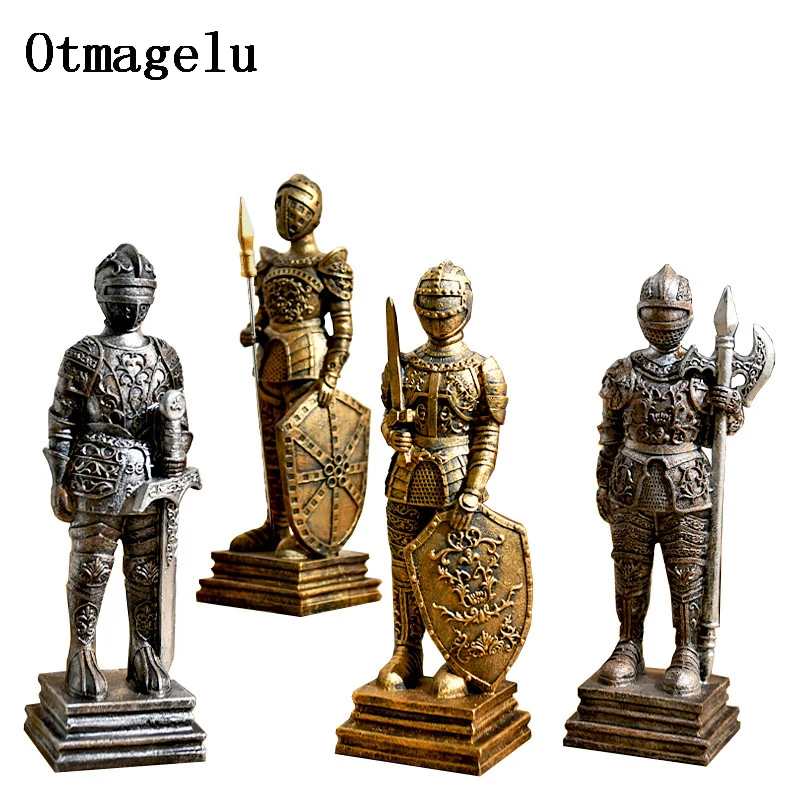Artificial European Vintage Roman Soldier Figurines Miniatures Living Room Warrior Home Decor Resin Ornament Valentines Day Gift1