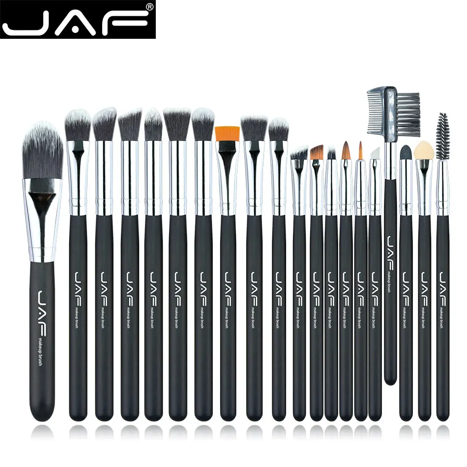 JAF бренд 20 шт./компл. Кисть для макияжа Professional Foundation Eye Shadow Blending Cosmetics Make-up Tool Vegan синтетические таклоновые - Handle Color: Black