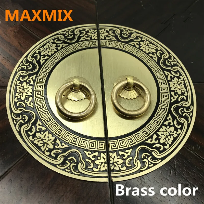 

MAXMIX 11-24cm Chinese antique handles for furniture Pattern pure copper door handle cabinet knobs and handles Screw mounting