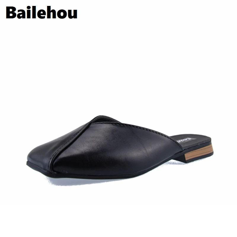 Bailehou/модные женские шлепанцы без шнуровки на плоской подошве низком квадратном