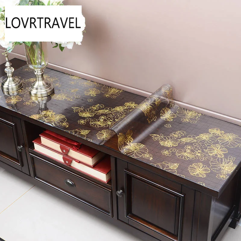 Golden Flower Table Cloth Rectangular Pvc Tablecloths Waterproof Square Plastic Table Cloths Table