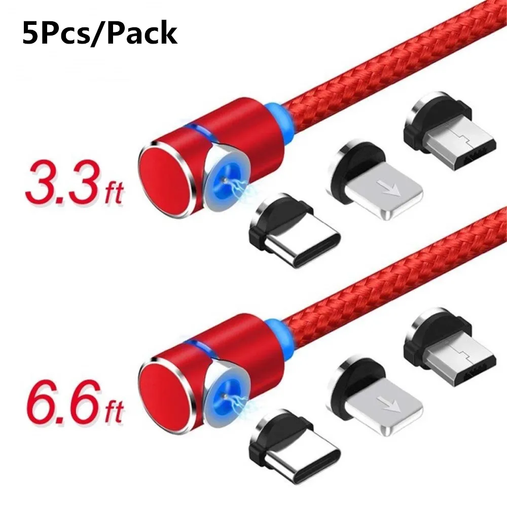 

5Pcs/Pack L-line Micro USB Magnetic Cable for iPhone X 8 7 6 Plus 8Pin IOS/Micro USB/USB-C Type C Plug Charging Cable Charger
