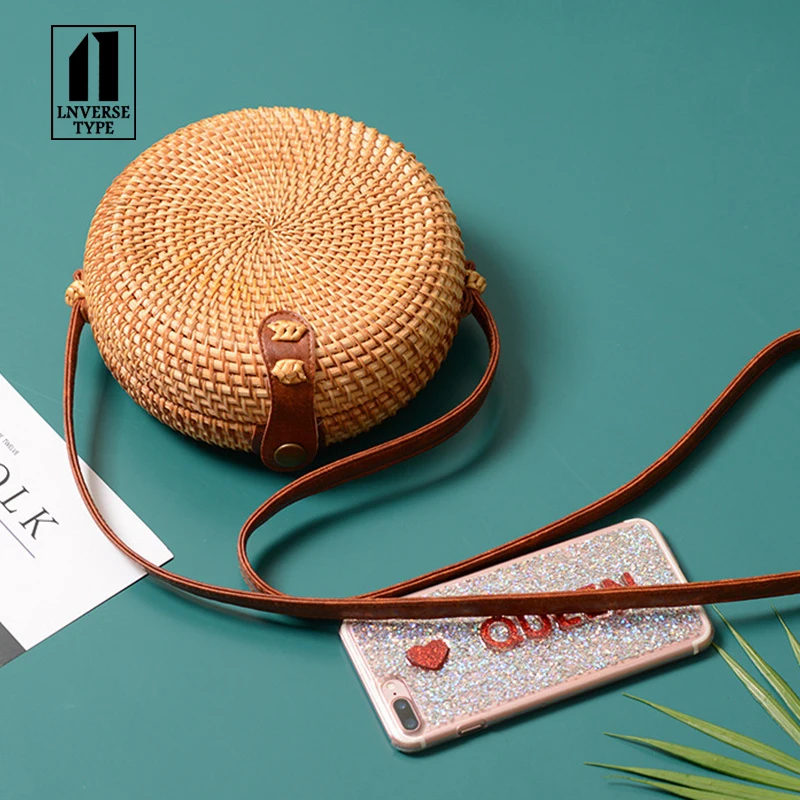 مربع جولة موليت نمط القش حقيبة حقائب النساء الصيف كيس الروطان اليدوية المنسوجة الشاطئ دائرة بوهيميا يد جديد الأزياء 2019