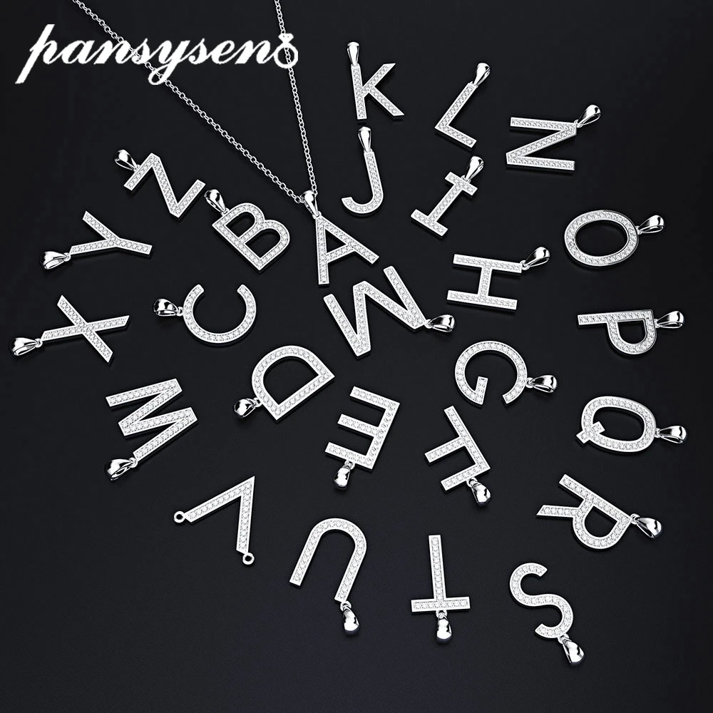 

PANSYSEN Customized Fashion Silver 925 Jewelry Letter Necklaces Name Letter Choker Pendant Necklaces Anniversary Birthday Gifts