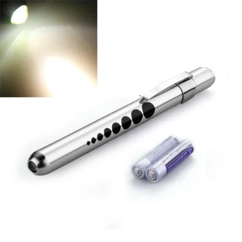 

Medical Flashlight Torch Lamp Silver Color 1 LED Light Warm White Aluminium