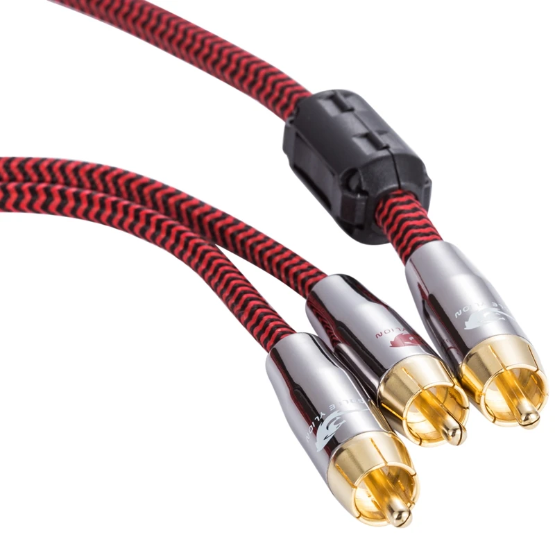 RCA to 2 RCA Splitter Y Cable Amplifier Speaker Subwoofer Audiophile Audio Cable OFC Shielded 1M 