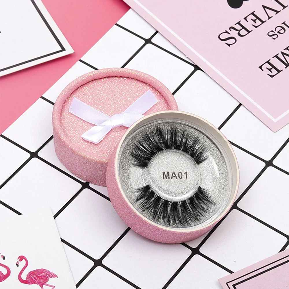 

1 Pair Individual Mink Eye Lashes Extensions 3D Eyelashes Natural Long Invisible Thin Band Lashes Curl Soft Circle Rose Box
