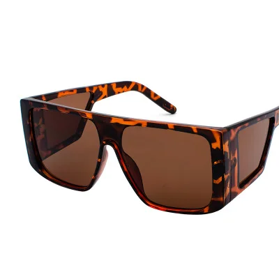 Цельные солнцезащитные очки для мужчин и женщин люксовый бренд lunetes de soleil homme винтажные большие солнцезащитные очки glasse мужские зеркальные очки - Цвет линз: Leopard tea