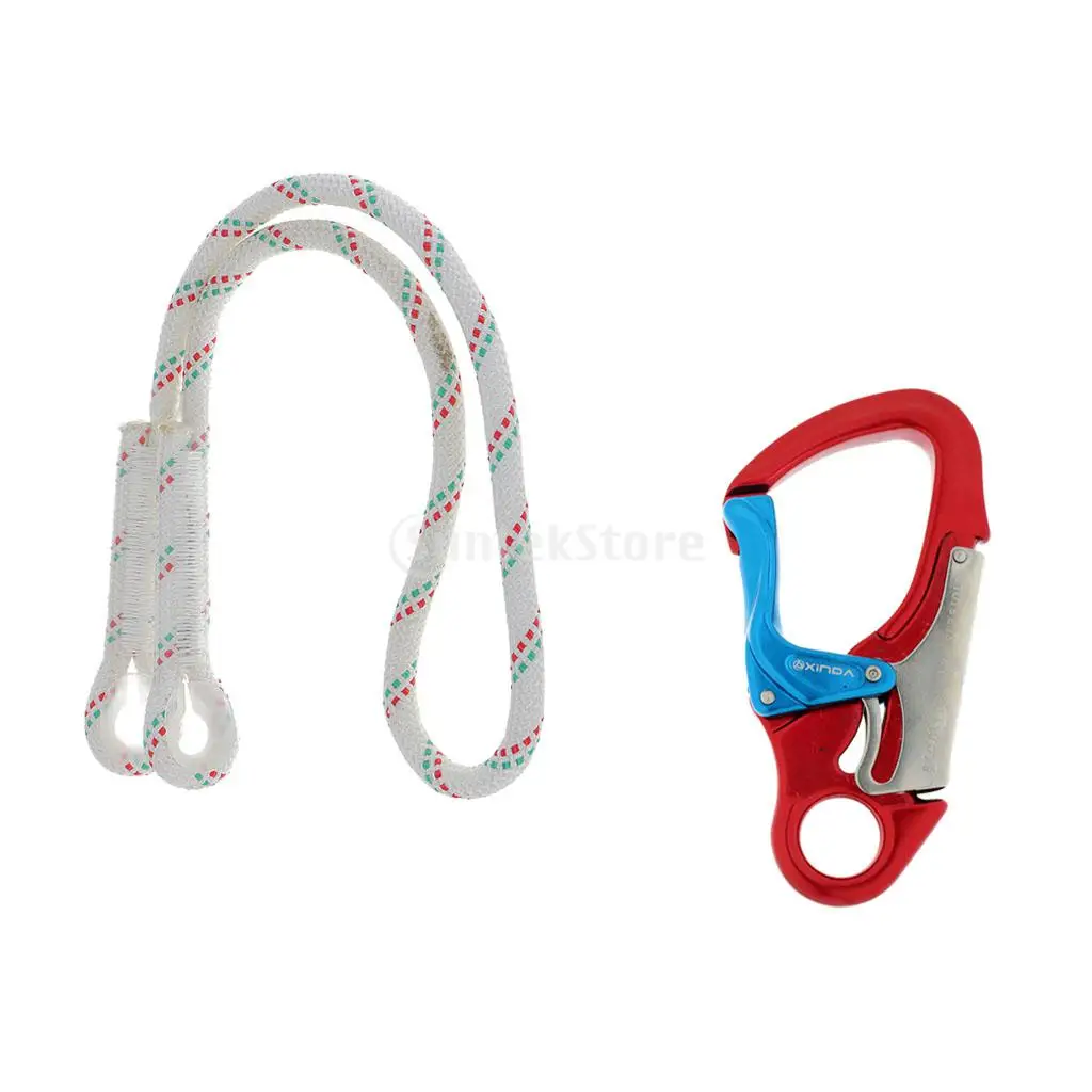 1 Meter 22KN Safety High Strength Dynamic Rope + 30KN Tree Climbing Rappelling Carabiner Fall Protection Safety Snap Hook