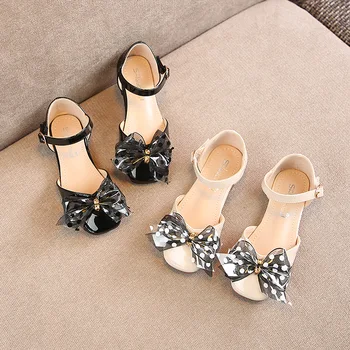 

New Children's Shoes Liang Pi 2019 Girls' anti slip school bowknot princess Shoes 4-10 years old summer party sandal