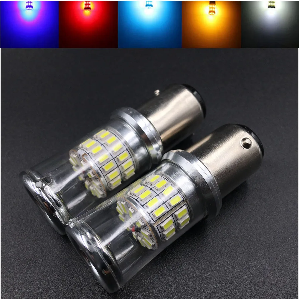 

2pcs 1157 P21W BAY15D 1156 BA15S 3014 48 SMD P21W Auto Signal Red White Yellow 12V DC Lamps Turn Brake Tail Lights Led