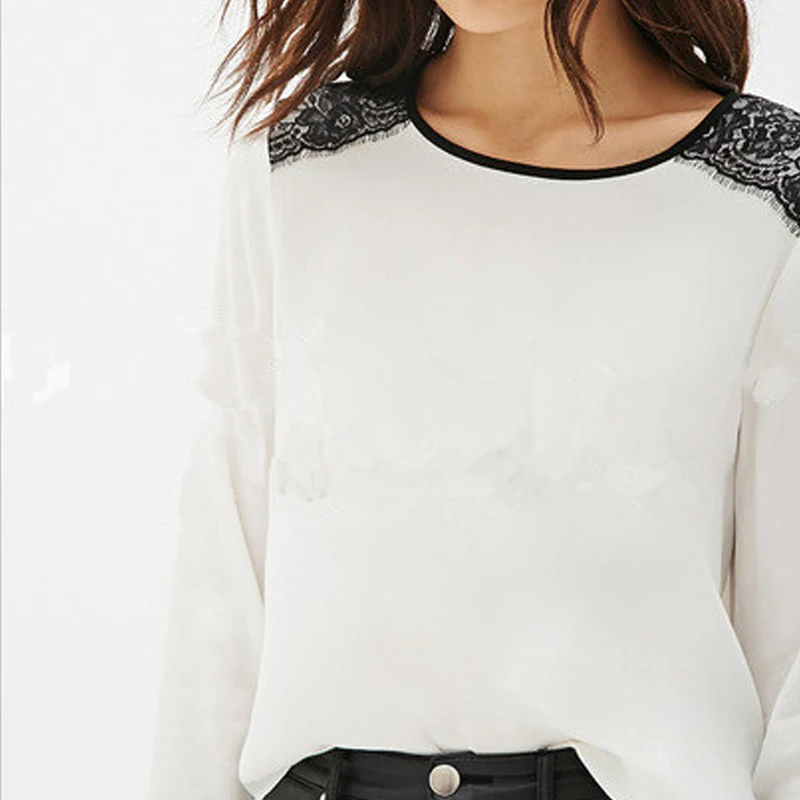 2016 New Blouse Spring Clothes Women Europe Fashion Casual Loose Blouses Pure Color Long Sleeve o-Neck Chiffon S20591 |