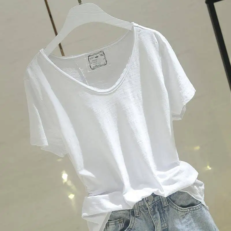

womens top Modal short sleeve V-neck tshirt women all match tee black gray white t shirt women bts