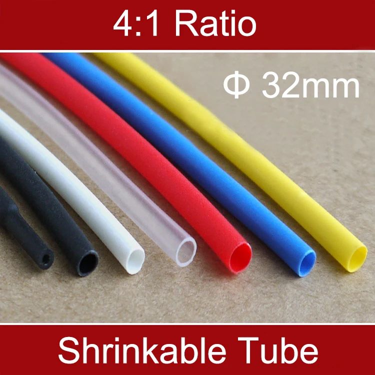 1M Ratio 41 32mm Dia Double Wall Black White Red Clear Thermosol Insulation Cable Sleeve Wire