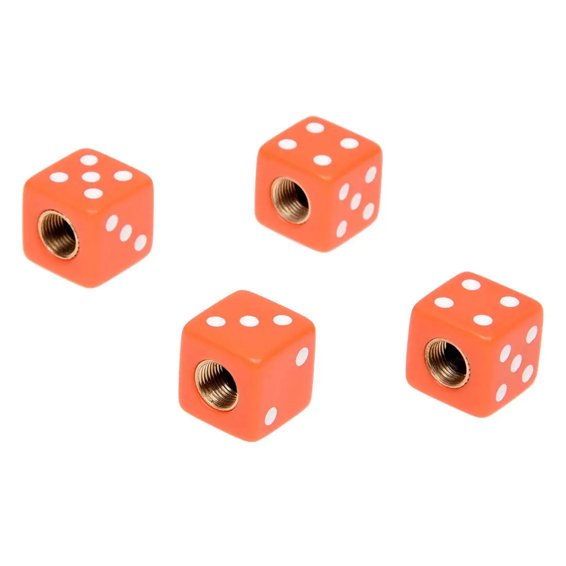 AUTO Auto Car Orange Dice Design Tire Valve Wheel Stem Caps Covers 4