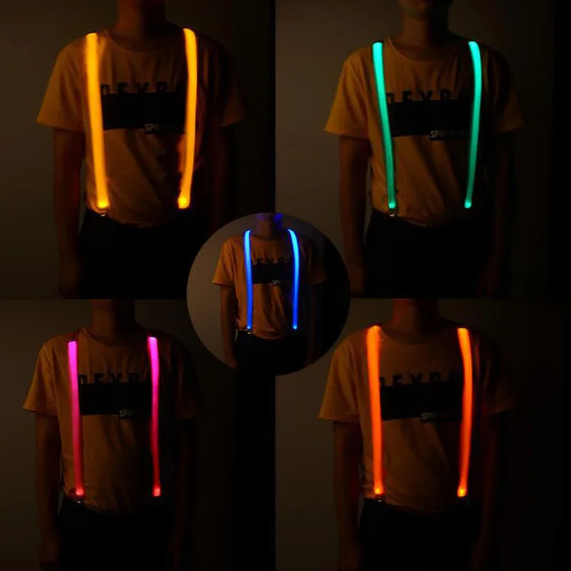 

Novelty Fashion Suspenders Clip-on LED Light Night Cycling New Unisex Adult Elastic Y-back Adjustable Braces Suspenders
