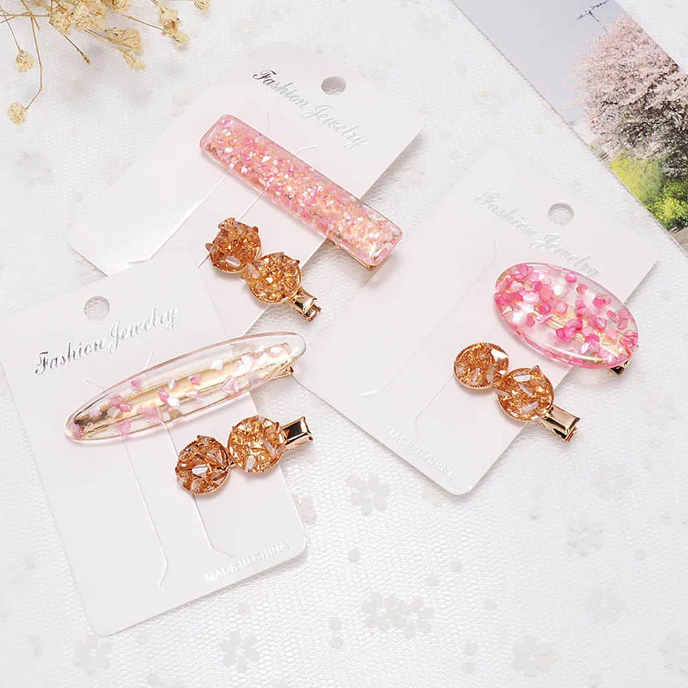 

2Pcs/Set Hair Clip Colorful Shell Barrettes Crystal Water Drops Acetic Acid Pin Hair Accessories for Women Girls Hairgrip