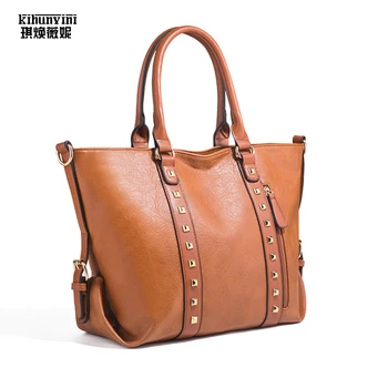 

Bags for Women Handbag Vintage Pu Leather Purses and Handbags Top Handle Shoulder Messenger Bag Rivet Retro Lady Casual Hand Bag