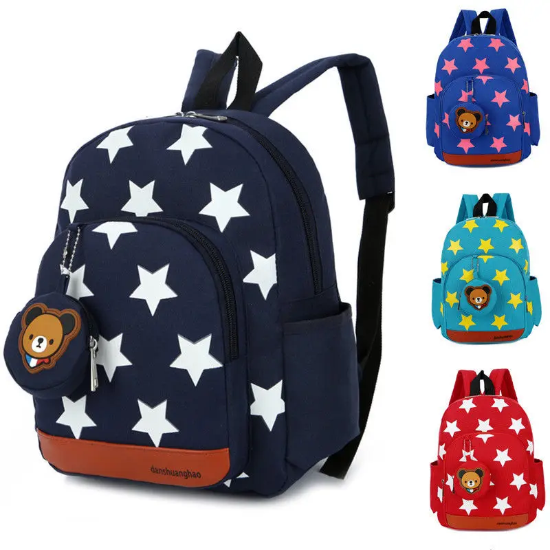 

2019 New Fashion Chic Kids Backpack Girls Boys Back To School Bag Rucksack Star Pattern