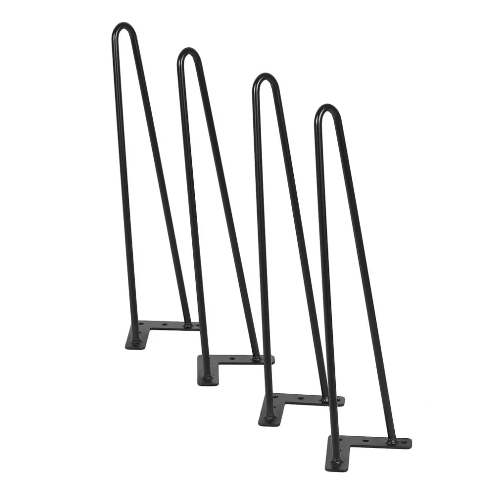 

22 Inch Heavy Duty Two Rod Angled Design Coffee Dining Table Hairpin Legs Support Brackets Furniture Accessaries Black
