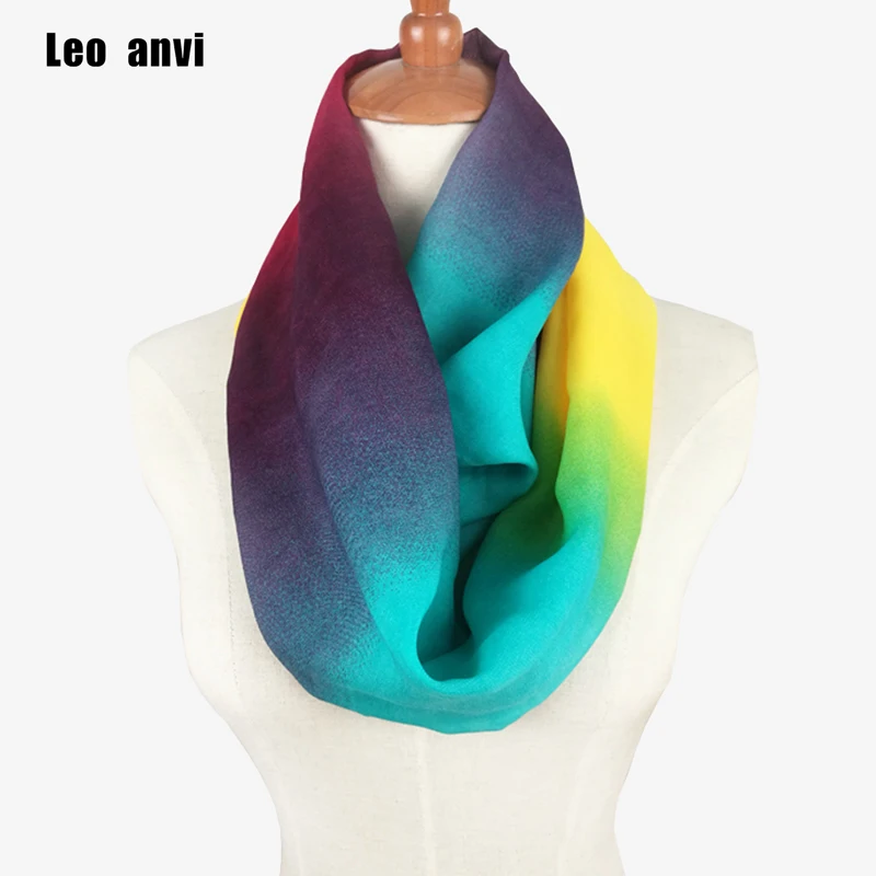 

2019 ladies scarves women gradient scarf pattern thin chiffon foulard silk rainbow ring scarf Infinity summer bandana hijab