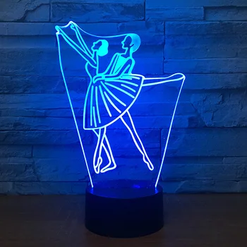 

Creative Electronics Bedroom Decoration Touch 7 Color Table Lamp 3d Vision Light led Night Light Ballet 2223