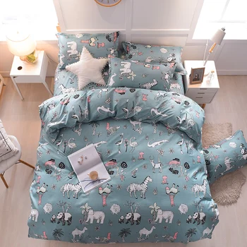 

Bedding Set luxury The red crane 3/4pcs Family Set Sheet Duvet Cover Pillowcase Boy Room flat sheet, No filler 2019 bed set