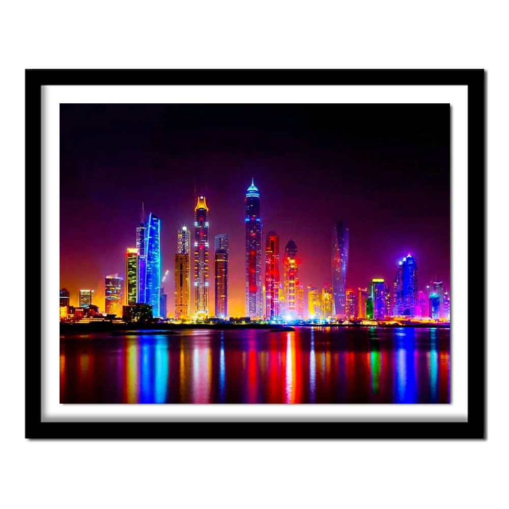 

5D DIY полное алмазное сверло для квадратных отверстий картина крестиком вид на ночной город горный хрусталь вышивка домашний Декор подарок