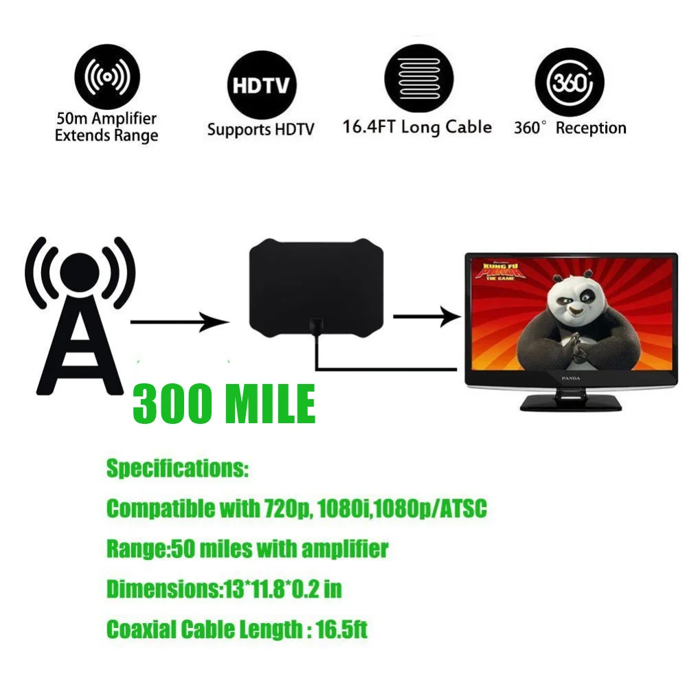 300 км внутренняя ТВ антенна для цифрового телевидения магнитная антенна ТВ радиус антенна HD ТВ усилитель спутниковый приемник радио антенна