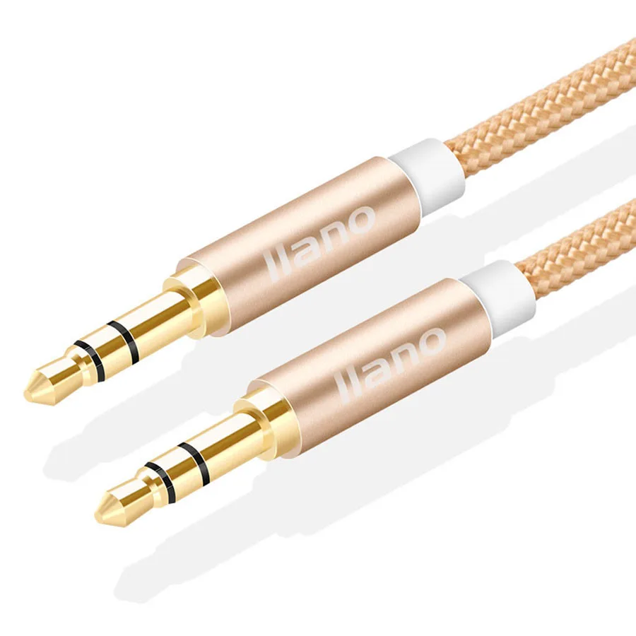 

llano Nylon Braid 3.5mm Jack Audio Cable Gold Plated Male to Male Stereo Aux Cable for iPhone Headphone Car MP4 Speaker