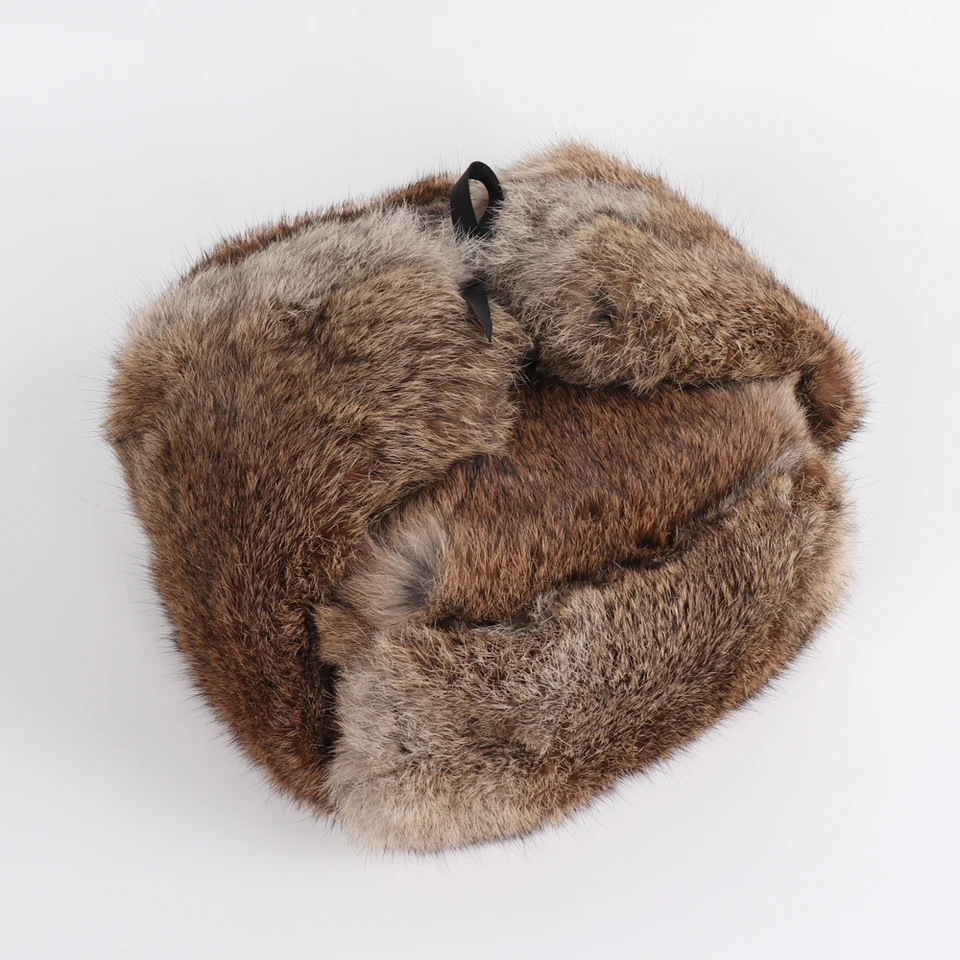 New Arrival Russian Rabbit Fur Trapper Hats For Men Thick Male