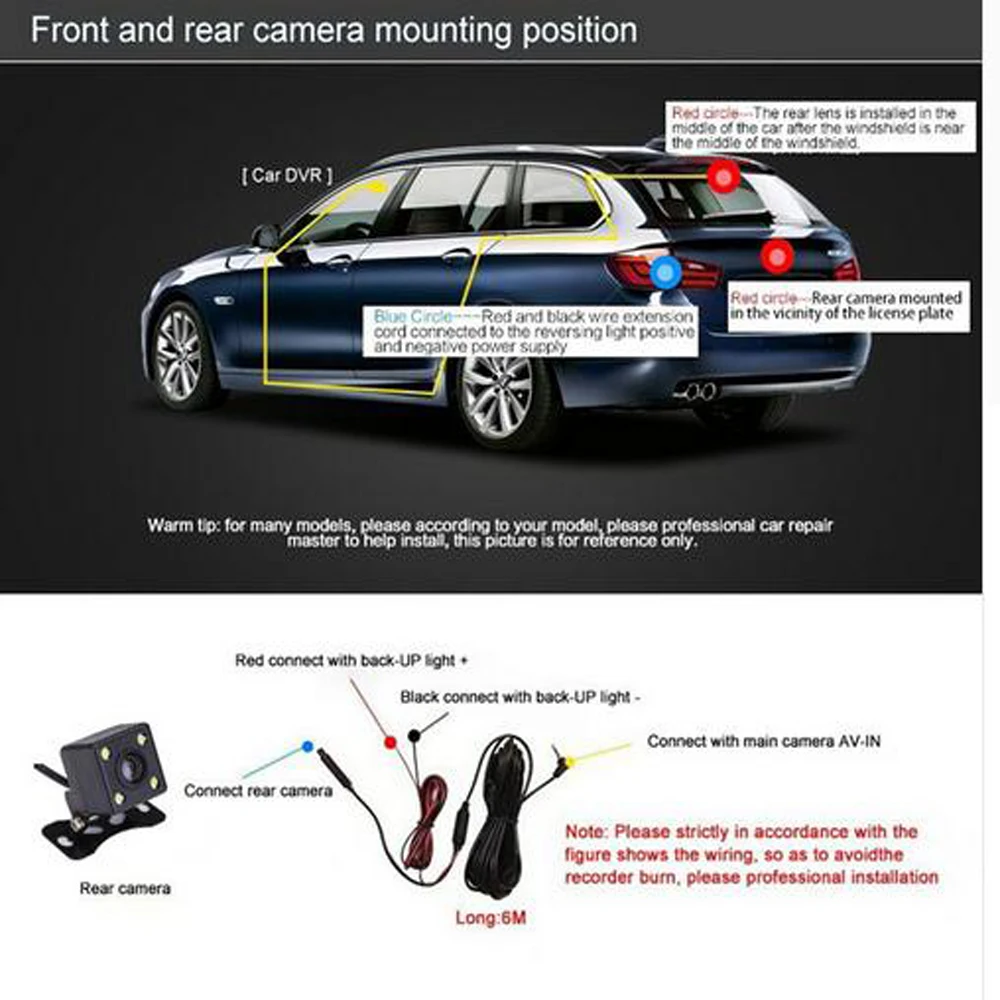 Podofo New Dual Lens Car DVR Cam Dashcam 4\