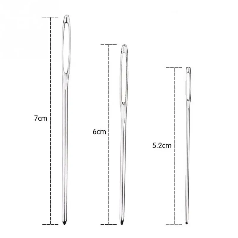 9 шт./компл. нержавеющая сталь тупым носом, перекресная строчка, игла швейной иглы из шерстяной пряжи Вязание иглы толстым носком; с большими отверстиями, кулоны А-игла
