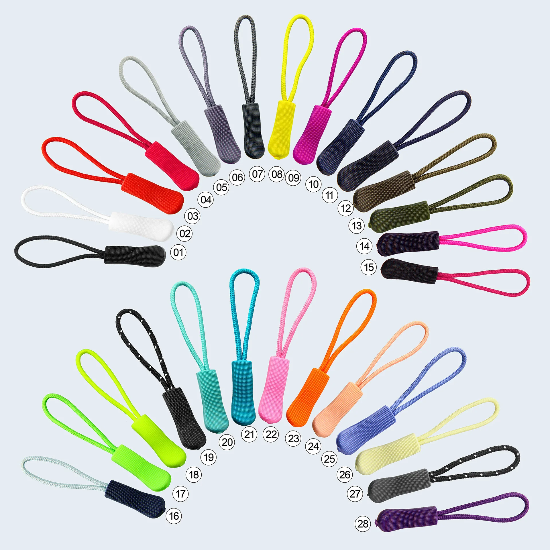 

25PC Zipper Pull Puller End Fit Rope Travel Bag Suitcase Clothes Backpack Rope Tag Fixer Zip Cord Tab Replacement Zipper Slider