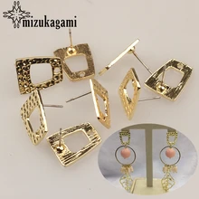 12*16mm 6pcs/lot Zinc Alloy Stud Earrings Golden Hollow Trapezoidal Base Earrings Connectors For DIY Jewelry Making Accessories 12*16mm 6pcs/lot Zinc Alloy Stud Earrings Golden Hollow Trapezoidal Base Earrings Connectors For DIY Jewelry Making Accessories
