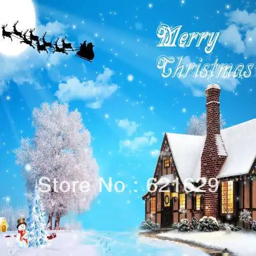Snowy Christmas 8 x8 CP Computer painted Scenic Photography Background font b Photo b font Studio